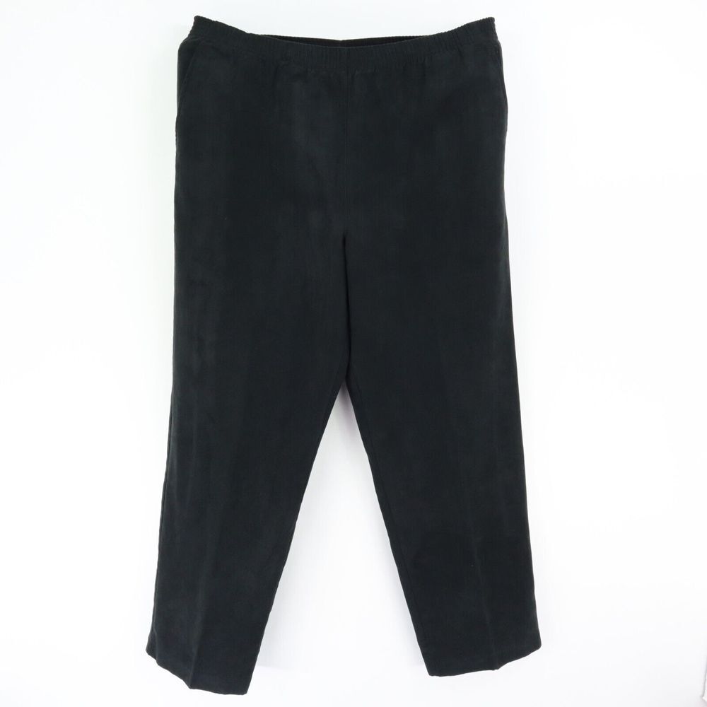 Studio Works Stretch Waist Dress Pants Womens 10‎ Black Suede Polyester Pockets